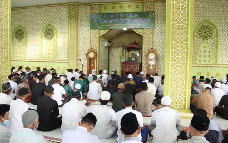 Pelaksanaan sholat Idul Fitri di masjid Nurul Ikhlas
