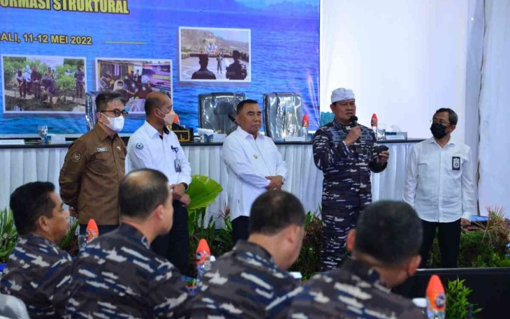 Kasal saat membuka rakor dan rakernis Potmar TNI AL di Jembrana Bali. Rabu (11/05/2022)