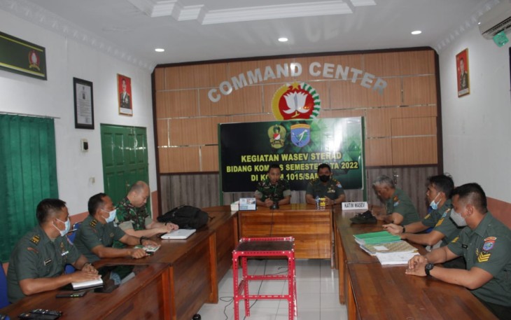Dandim Sampit saat menerima tim Wasev Sterad di Makodim. Kamis (12/05/2022)