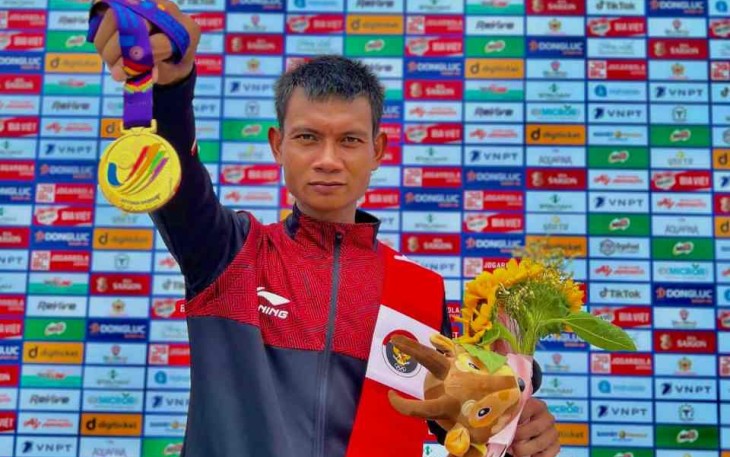 Sertu TTG Mahendra Yanto persembahkan medali emas di SEA Games XXXI Vietnam. Jum'at (13/05/2022)