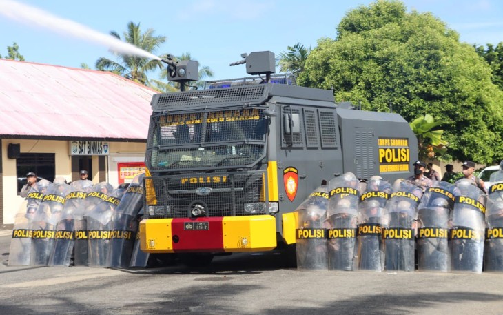 Latihan Pengendalian Massa (Dalmas), Polres Bengkulu Selatan, Selasa (17/5/2022)