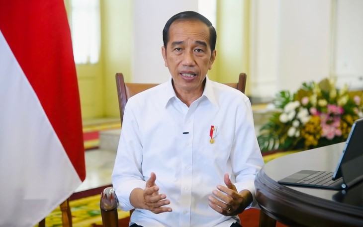 Presiden Joko Widodo saat memberikan keterangan pers di istana kepresidenan Bogor. Selasa (17/05/2022)