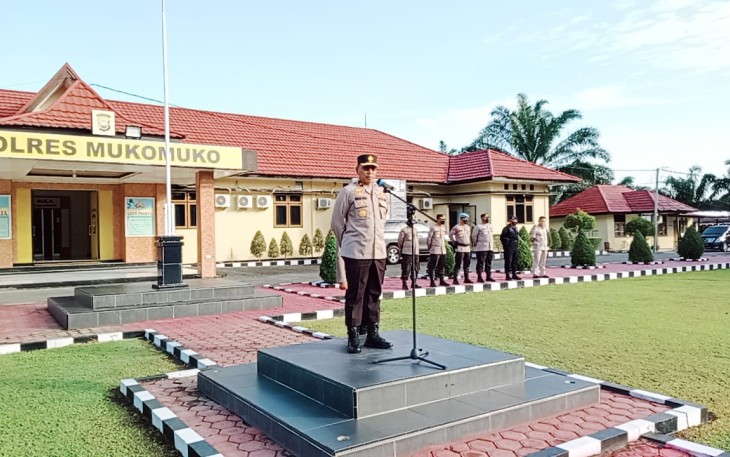 Wakapolda Bengkulu Brigjen Pol Umardani, saat memimpin apel pagi, Rabu (18/5/2022)