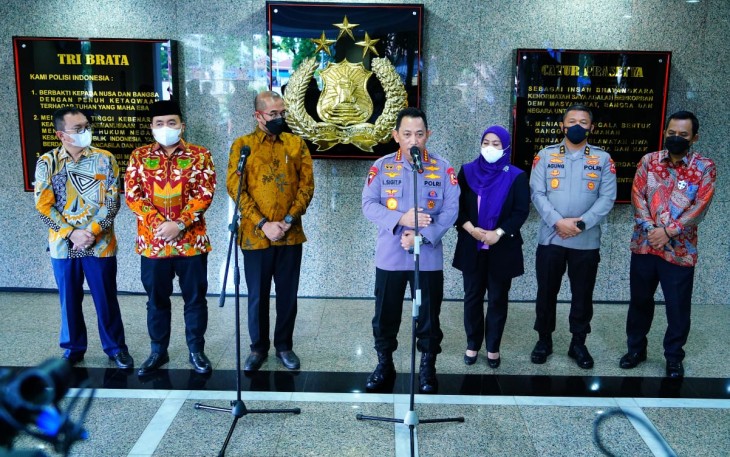 Kapolri Jenderal Listyo Sigit Prabowo, saat menerima audiensi Komisioner Komisi Pemilihan Umum Republik Indonesia, Senin (23/5/2022)