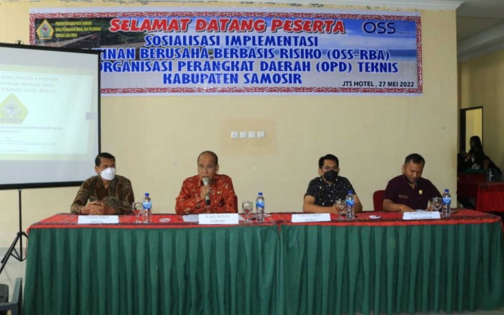 sosialisasi Implementasi Perizinan Berusaha Berbasis Risiko (OSS-RBA) bagi OPD teknis, Jumat (27/5/2022).