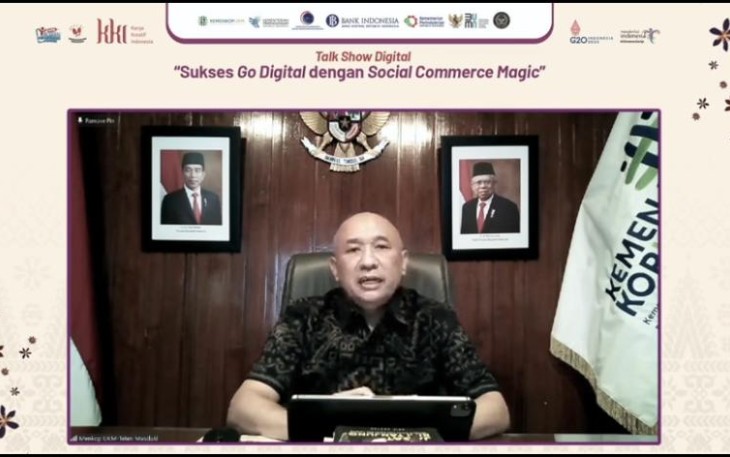 Menteri Teten saat acara talk show digital karya kreatif Indonesia secara virtual di Jakarta 