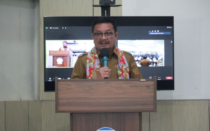 Walikota Bitung Maurits Mantiri saat memberikan sambutan pada kegiatan SLCN
