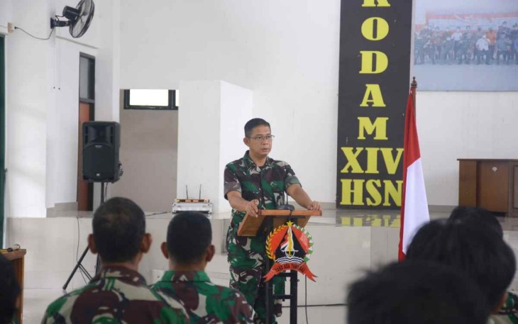 Kasrem 142/Tatag saat memberikan sambutan di acara sosialisasi Inteltek