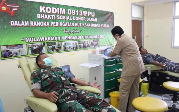 Pelaksanaan donor darah di Kodim 0913/PPU