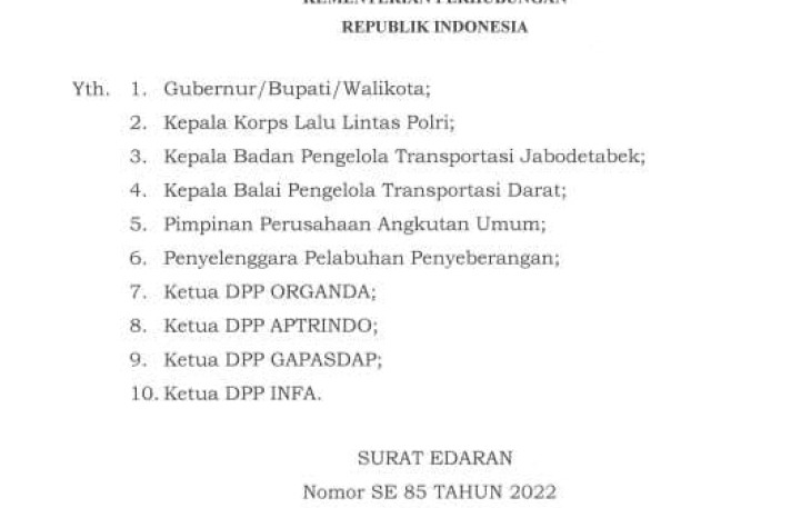 Surat Edaran Syarat Perjalanan Domestik 