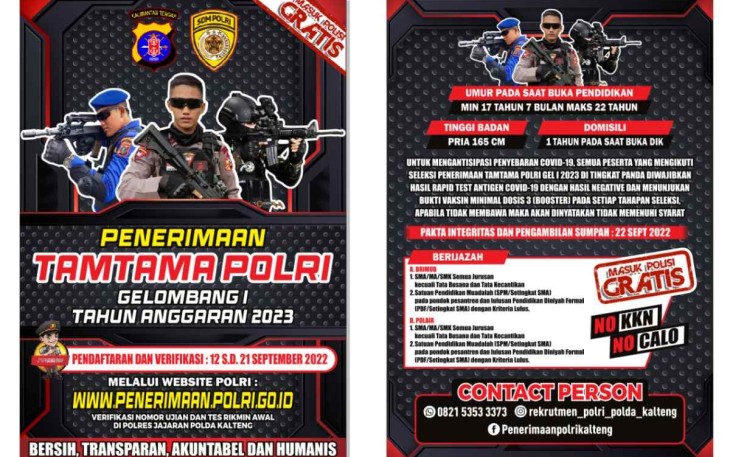 Penerimaan Tamtama Polri 2023 Polda Kalteng 