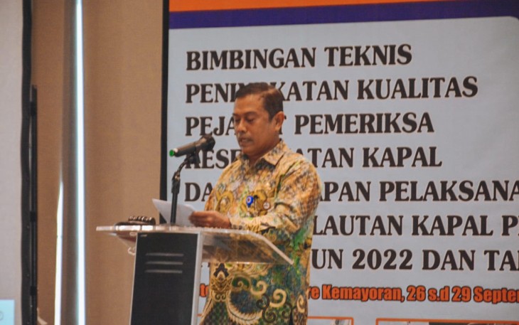 Dirjen perhubungan laut Arif Toha dalam acara bimtek Angkutan Laut Natal 2022 dan Tahun Baru 2023 di Jakarta. Selasa (27/9) 