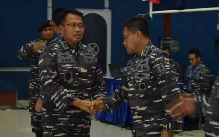 Pangkolinlamil Laksda TNI Agus Hariadi saat mengikuti penutupan sidang Wanbangopstik LXXVII Tahun 2022 di Koarmada I Jakarta. Jum'at (7/10) 