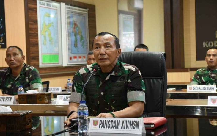 Pangdam Hasanuddin Mayjen TNI Dr. Totok Imam Santoso saat vicon