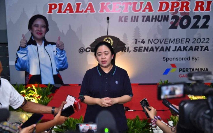 Puan Maharani saat konferensi pers di Jakarta 