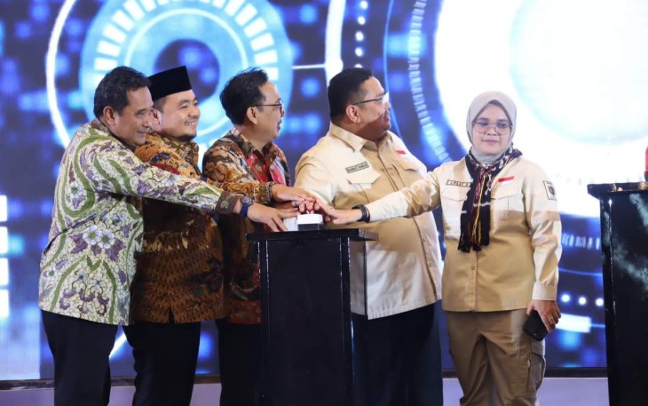 Dirjen Pol & Pum Bahtiar saat launching IKP Pemilu 2024 di Jakarta 
