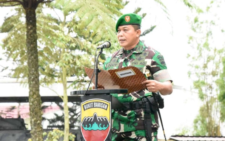 Danrem 023/KS Kol Inf Dodi Triwinarto memberikan pengarahan Pleton Beranting Yudha Wastu Pramuka Jaya 