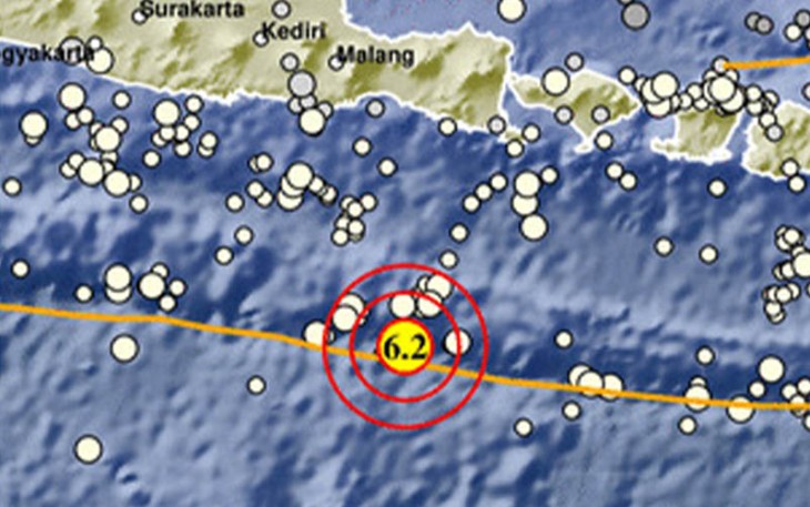 Titik gempa bumi di Jember