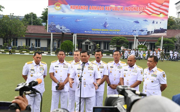 Laksamana TNI Yudo Margono saat temui awak media