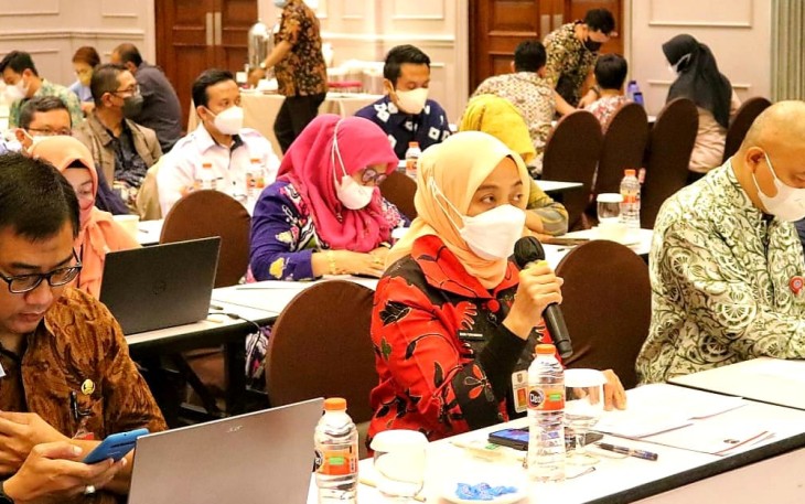 Sri Purwaningsih atau yang akrab disapa Nining saat membuka kegiatan asistensi pelaporan SPM berbasis web (e-SPM) tahun 2022, Kamis (29/9/2022) di Sentral Cawang Hotel Jakarta. 