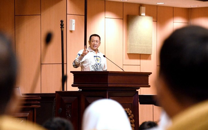 Bamsoet dalam Sosialisasi Empat Pilar MPR RI dengan Pimpinan Pusat Ikatan Pelajar Muhammadiyah, di Komplek MPR RI, Jakarta, Rabu (21/9/22).