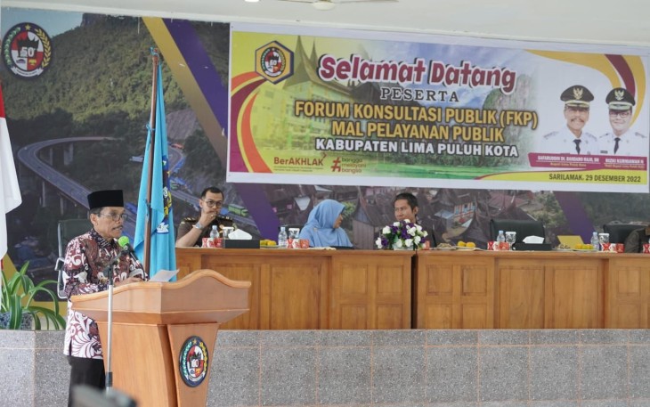  Pemkab Limapuluh Kota melaksanakan Forum Konsultasi Publik di Aula Kantor Bupati Sarilamak.