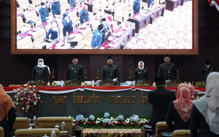 DPRD Provinsi Jawa Timur saat menggelar rapat paripurna dengan agenda peringatan Hari Jadi Provinsi Jawa Timur ke 77, Rabu 12 Oktober 2022.