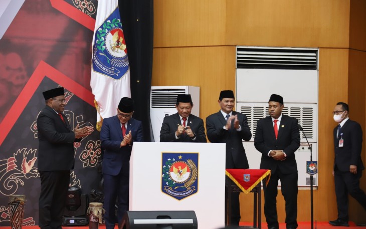 Mendagri Muhammad Tito Karnavian saat memberikan sambutan pada Peresmian sekaligus Pelantikan Penjabat (Pj.) Gubernur Papua Barat Daya di Kantor Pusat Kemendagri, Jakarta, Jumat (9/12/2022). 