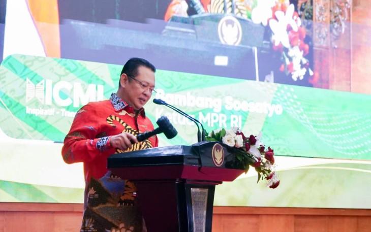 Bamsoet saat membuka National Leadership Camp ICMI Angkatan I, di Gedung Nusantara IV Komplek Parlemen, Jakarta, Selasa (29/11/22).