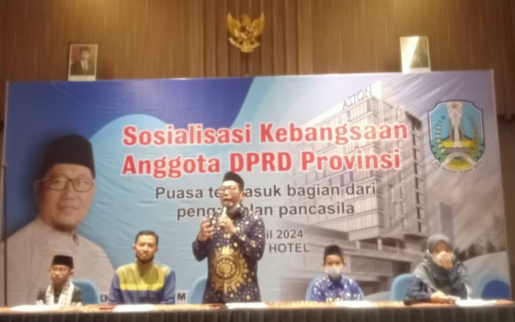 Anggota Fraksi PAN DPRD Jatim H. Khulaim Junaedi, saat gelar wawasan kebangsaan, di Sidoarjo, Senin (25/04/2024) kemarin.