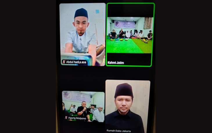 Presidium KAHMI Jatim secara virtual saat menggelar doa bersama untuk almarhum Hermanto Dardak, ayahanda Wakil Gubernur Jatim Emil Dardak.
