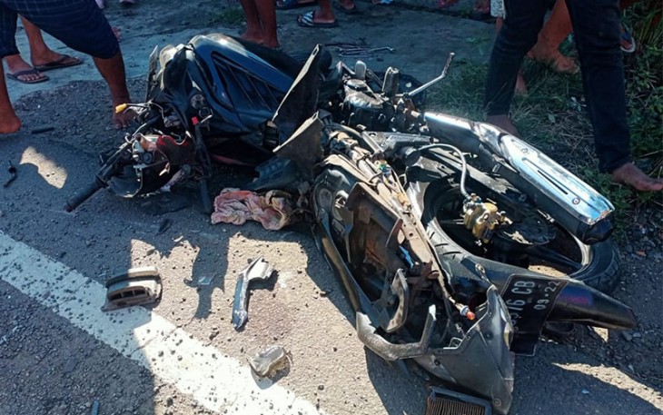 Kondisi kendaraan pasca lakalantas terseret truk