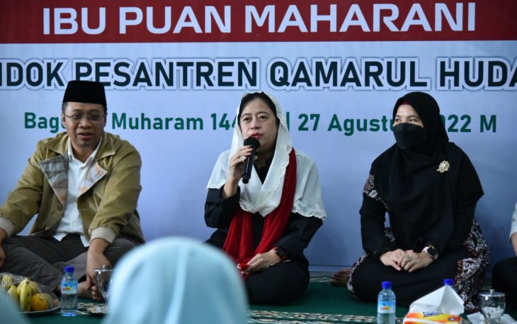 Ketua DPR RI Puan Maharani saat kunjungi Pondok Modern Darussalam Gontor (PMDG), Ponorogo, Jawa Timur, Rabu (7/9/2022).