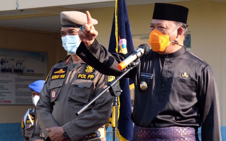 Wakil Walikota Tanjungpinang, Endang Abdullah, S.Kp. M.Si saat Buka Kegiatan Pelatihan Dasar Satpol PP