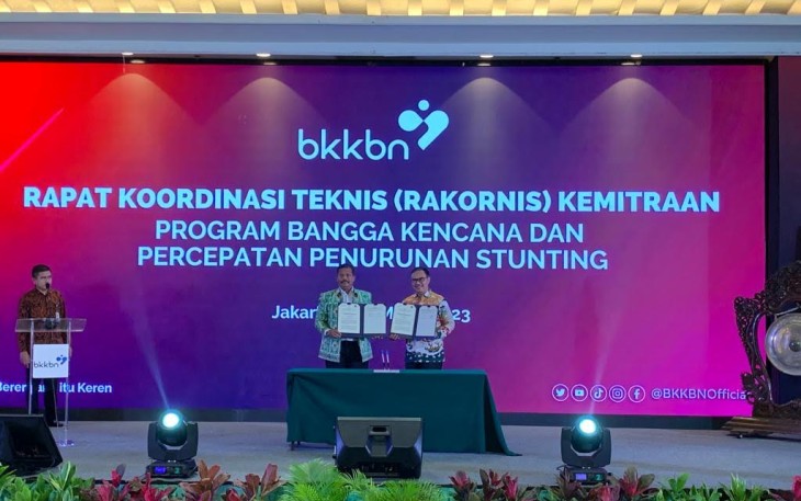 BKKBN Jalin Kerjasama dengan APDESI dalam program Bangga Kencana dan Percepatan Penurunan Stunting yang berlangsung di Hotel Sahid, Jakarta, Selasa (07/03/2023).