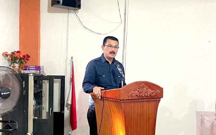 Sekda Limapuluh Kota, Widya Putra mewakili bupati pada kegiatan Pencanangan Pemasangan Tanda Batas Bidang Tanah di Kantor Wali Nagari Limbanang.