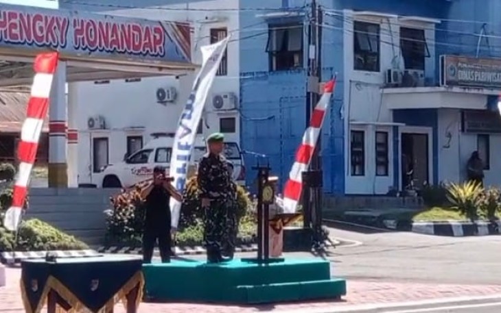 Kasdam XIII/Merdeka saat memimpin upacara penutupan TMMD Ke-116 Kodim 1310/Bitung