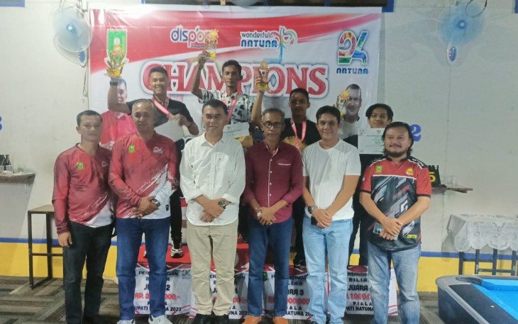 Turnamen Open Cup Biliyard Tahun 2023 ditutup Bupati Natuna 