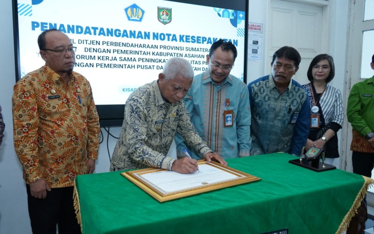 Penandatanganan Nota Kesepakatan Kanwil Ditjen Perbendaharaan Provsu dengan Pemerintah Kabupaten Asahan