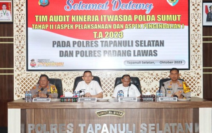 Tim II dari Itwasda Polda Sumut menggelar audit kinerja ke Polres Tapanuli Selatan (Tapsel) dan Polres Padang Lawas (Palas), pada Selasa (24/10/2023) pagi.