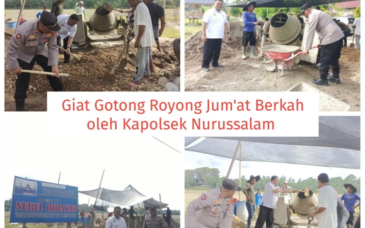 Jumat Berkah Polsek Nurussalam Laksanakan Kegiatan Gotong Royong 