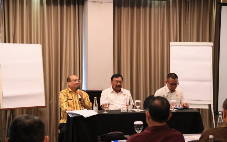 Plh. Dirjen Keuda Kemendagri Horas Maurits Panjaitan dalam rapat tindak lanjut hasil rapat terbatas pembahasan persiapan penyelenggaraan PON XXI Aceh-Sumut 2024 yang berlangsung di Hotel Kimaya Slipi, Jakarta, Kamis (12/10/2023).