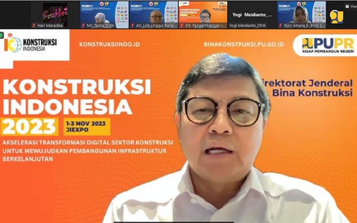 Rachman Arief dalam webinar bertajuk Optimalisasi Penggunaan Semen Ramah Lingkungan di Kementerian PUPR dalam rangka Mewujudkan Pembangunan Konstruksi Berkelanjutan, Kamis (5/10/2023). 