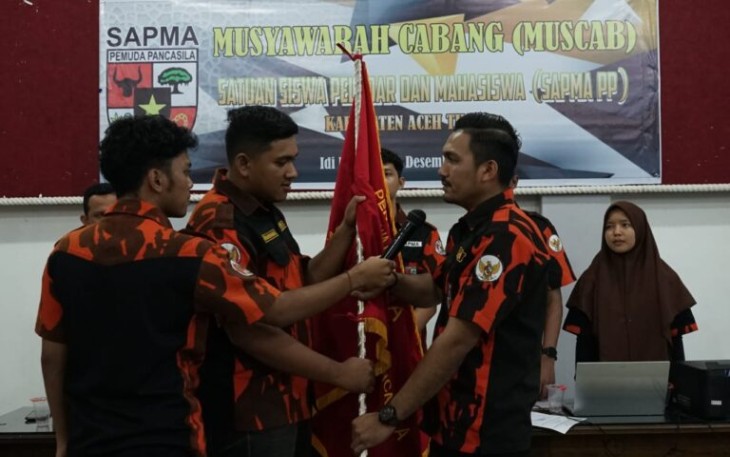 Darwin Eng resmi terpilih menjadi ketua PC SAPMA Pemuda Pancasila Aceh Timur periode 2024-2026.