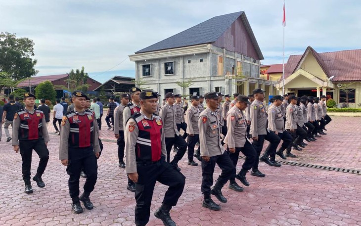 Personel Polres Aceh Timur saat Latihan Perdaspol