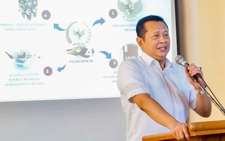 Ketua MPR RI sekaligus Wakil Ketua Umum Partai Golkar Bambang Soesatyo alam Sosialisasi Empat Pilar MPR RI di empat kecamatan di Kabupaten Kebumen, Senin (18/12/2023)