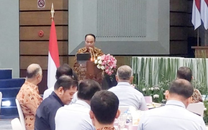 Menkominfo Budi Arie Setiadi alam Peluncuran Prangko Pahlawan Nasional TNI AU di Markas Besar TNI Cilangkap Jakarta Timur, Senin (04/12/2023).