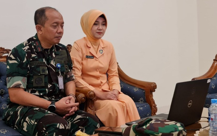 Komandan Kosek IKN Marsma TNI Setiawan saat mengikuti pembukaan FESA secara virtual, Selasa (10/1)