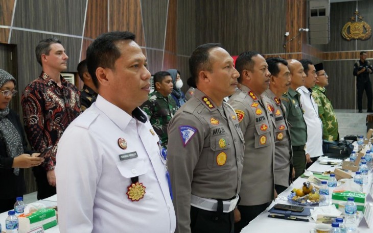 Plh Kakanwil Kemenkumham Aceh Rakhmat Renaldy saat mengikuti rakor lintas sektoral di Mapolda Aceh, Rabu (18/1)