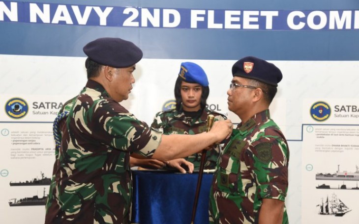 Pangkoarmada II Laksda TNI Dr T.S.N.B. Hutabarat saat Sertijab Dandenma Koarmada II di Surabaya 